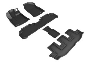 Subaru Ascent Floor Mat Set - Front Row, 2nd Row, 3rd Row - 3D MAXpider - KAGU - Black - `19-`24